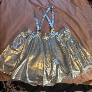 Glamorous Silver Skater Skirt with Straps